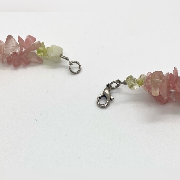 Pink/Green Chunky Long Beaded Necklace Vintage Boho Coastal Classic Preppy - Picture 5 of 6